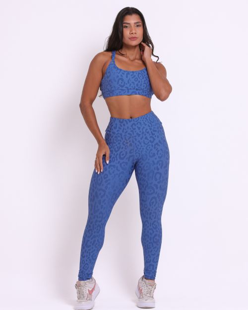 Conjunto Calça Legging Básica New Onça Fit + Top Lu