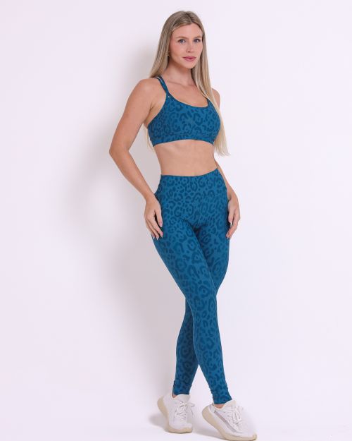 Conjunto Calça Legging Básica New Onça Fit + Top Lu