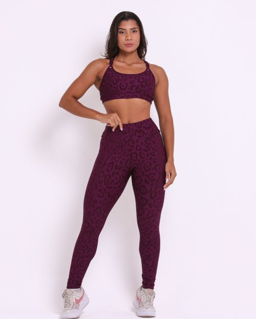 Conjunto Calça Legging Básica New Onça Fit + Top Lu