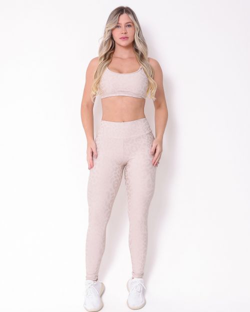 Conjunto Calça Legging Básica New Onça Fit + Top Lu