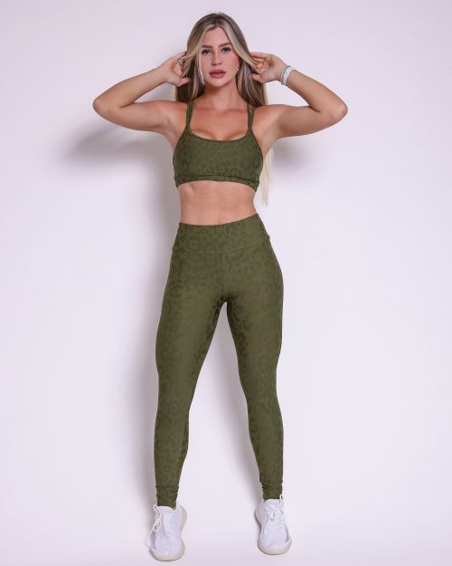 Conjunto Calça Legging Básica New Onça Fit + Top Lu