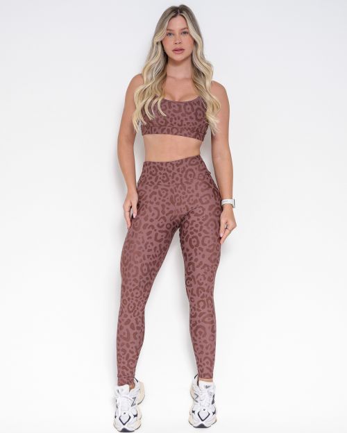 Conjunto Calça Legging Básica New Onça Fit + Top Lu