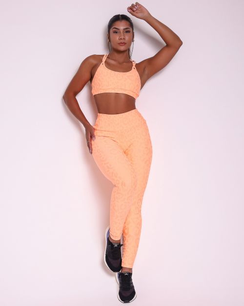 Conjunto Calça Legging Básica New Onça Fit + Top Lu