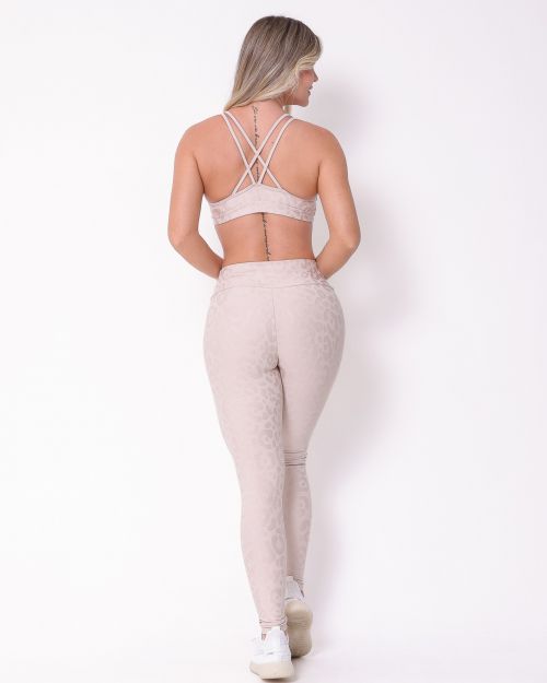 Conjunto Calça Legging Básica New Onça Fit + Top Lu