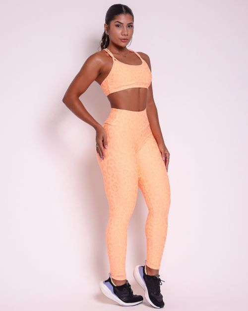 Conjunto Calça Legging Básica New Onça Fit + Top Lu