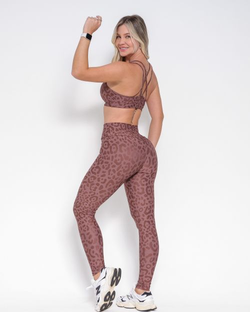 Conjunto Calça Legging Básica New Onça Fit + Top Lu