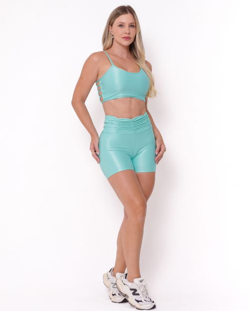 Conjunto Short Básico Cós Franzido Compressão + Top Marta