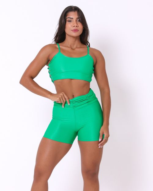 Conjunto Short Básico Cós Franzido Compressão + Top Marta