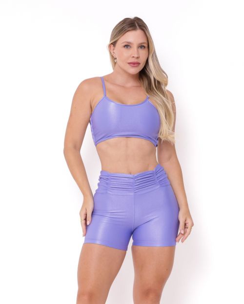 Conjunto Short Básico Cós Franzido Compressão + Top Marta