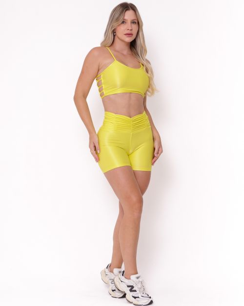 Conjunto Short Básico Cós Franzido Compressão + Top Marta