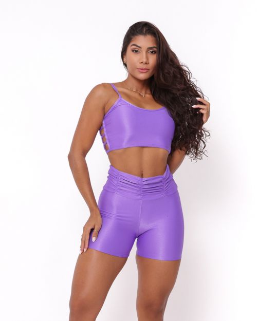Conjunto Short Básico Cós Franzido Compressão + Top Marta