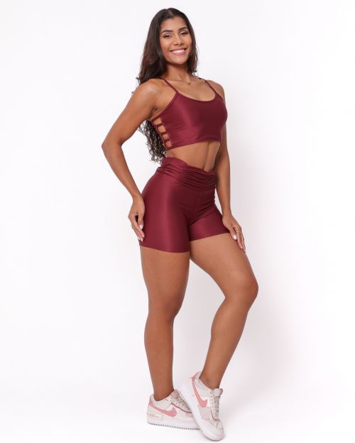Conjunto Short Básico Cós Franzido Compressão + Top Marta