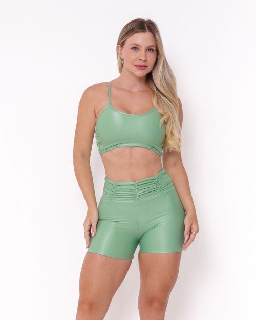 Conjunto Short Básico Cós Franzido Compressão + Top Marta