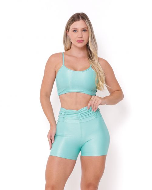 Conjunto Short Básico Cós Franzido Compressão + Top Marta