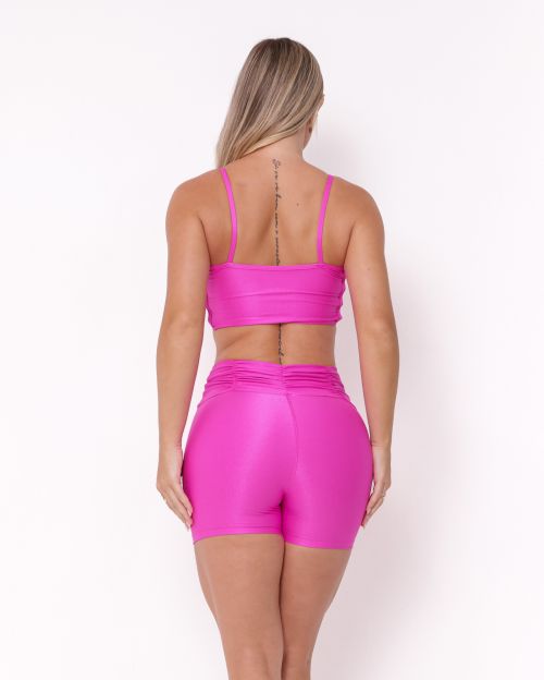 Conjunto Short Básico Cós Franzido Compressão + Top Marta