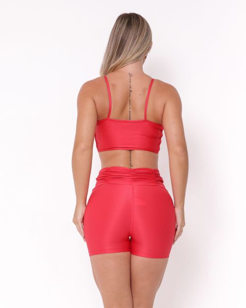 Conjunto Short Básico Cós Franzido Compressão + Top Marta
