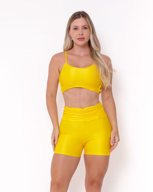 Conjunto Short Básico Cós Franzido Compressão + Top Marta