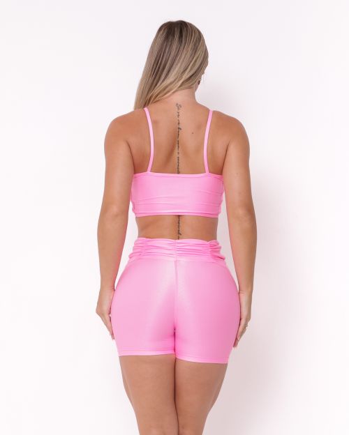 Conjunto Short Básico Cós Franzido Compressão + Top Marta