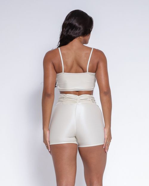Conjunto Short Básico Cós Franzido Compressão + Top Marta