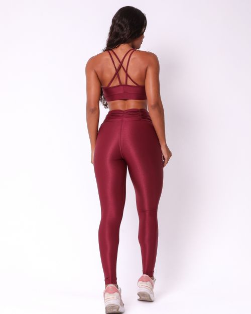 Conjunto Calça Básica Cós Franzido Compressão + Top Lu
