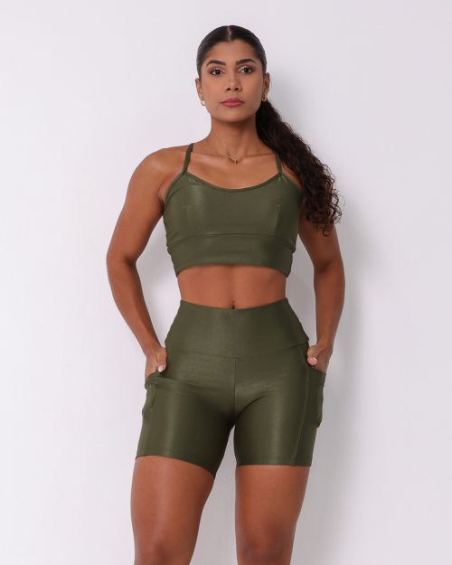 Conjunto Short Bolso Duplo Compressão + Top Kelly