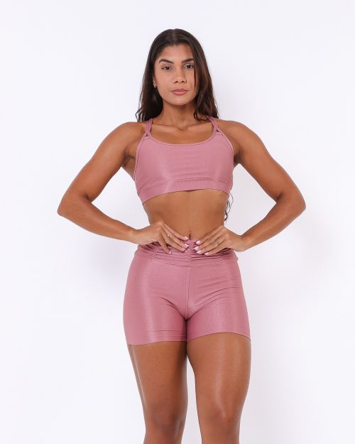 Conjunto Short Básico Cós Franzido Compressão + Top Lu