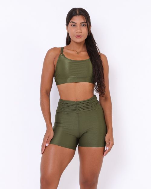 Conjunto Short Básico Cós Franzido Compressão + Top Lu