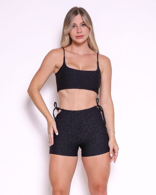 Conjunto Short Empina Ajuste New Onça Fit + Top Bruna