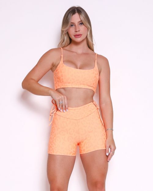 Conjunto Short Empina Ajuste New Onça Fit + Top Bruna