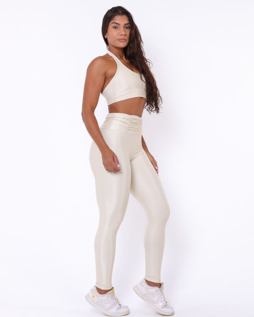Conjunto Calça Básica Cós Franzido Compressão + Top Jhully
