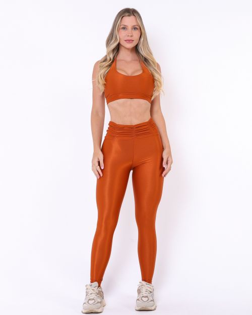 Conjunto Calça Básica Cós Franzido Compressão + Top Jhully
