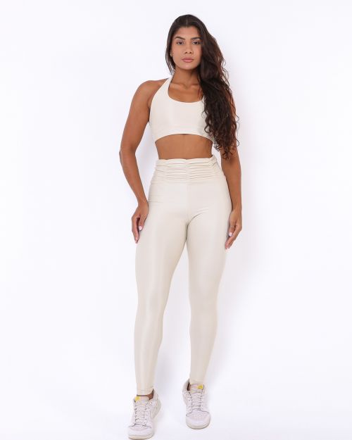 Conjunto Calça Básica Cós Franzido Compressão + Top Jhully