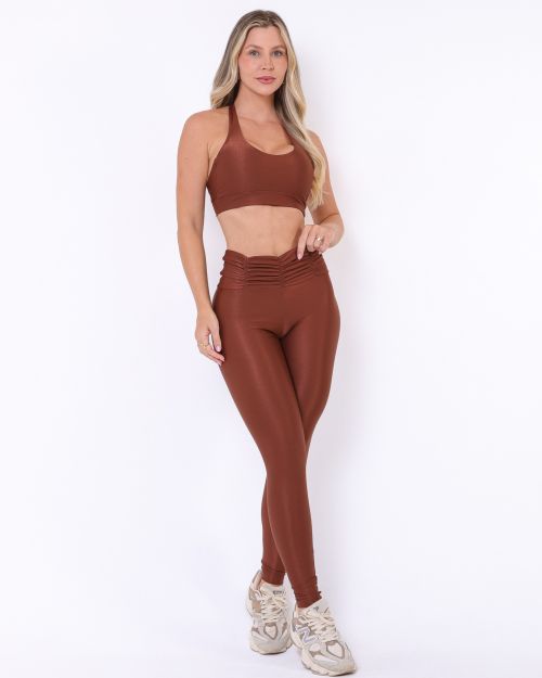 Conjunto Calça Básica Cós Franzido Compressão + Top Jhully