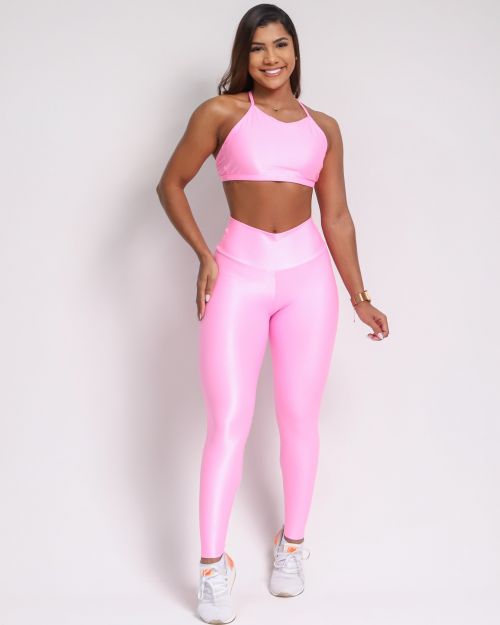 Conjunto Calça Legging Básica Compressão + Top Paula