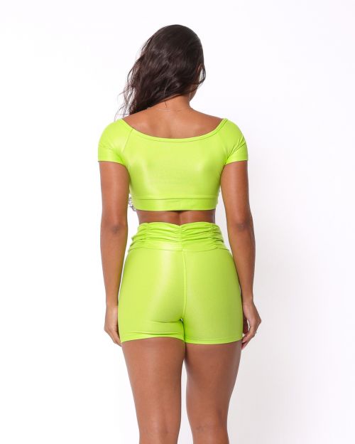 Conjunto Short B�sico C�s Franzido Compress�o + Top Manguinha