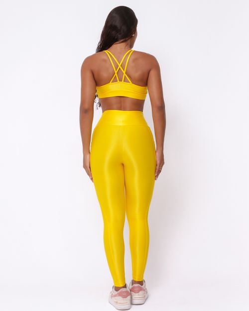 Conjunto Cal�a Legging B�sica Bolso Compress�o + Top Lu