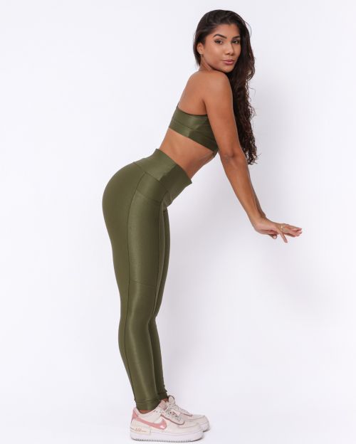 Conjunto Cal�a Legging B�sica Bolso Compress�o + Top Lu