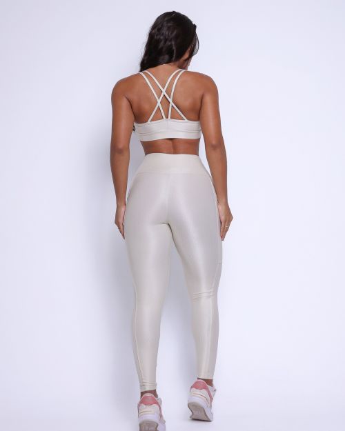Conjunto Cal�a Legging B�sica Bolso Compress�o + Top Lu
