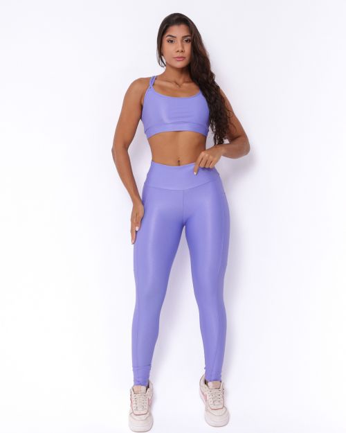 Conjunto Cal�a Legging B�sica Bolso Compress�o + Top Lu