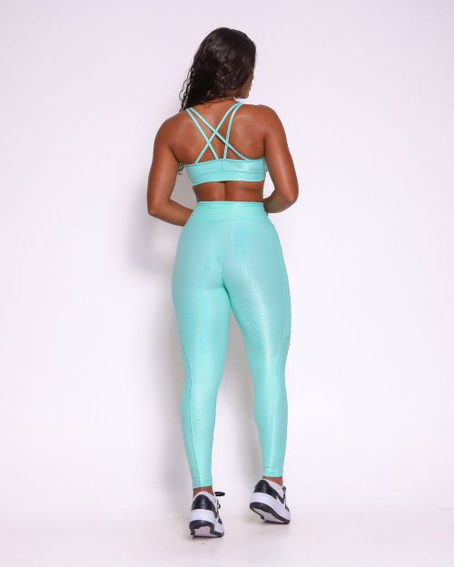 Conjunto Cal�a Legging B�sica Bolso Compress�o + Top Lu
