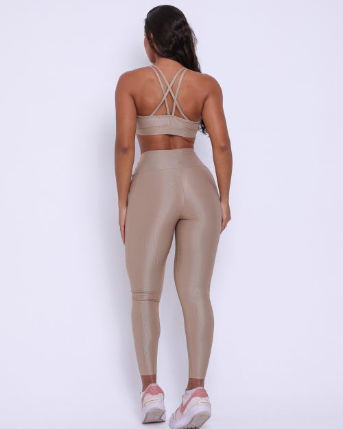Conjunto Cal�a Legging B�sica Bolso Compress�o + Top Lu
