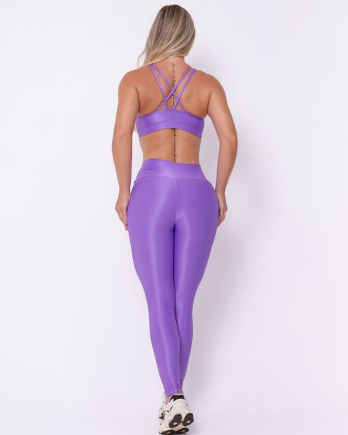 Conjunto Cal�a Legging B�sica Bolso Compress�o + Top Lu