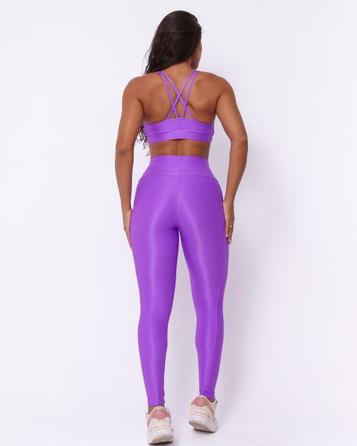 Conjunto Cal�a Legging B�sica Bolso Compress�o + Top Lu