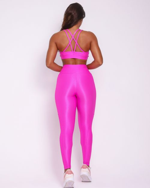 Conjunto Cal�a Legging B�sica Bolso Compress�o + Top Lu