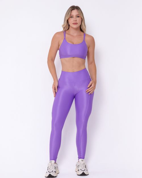 Conjunto Cal�a Legging B�sica Bolso Compress�o + Top Lu