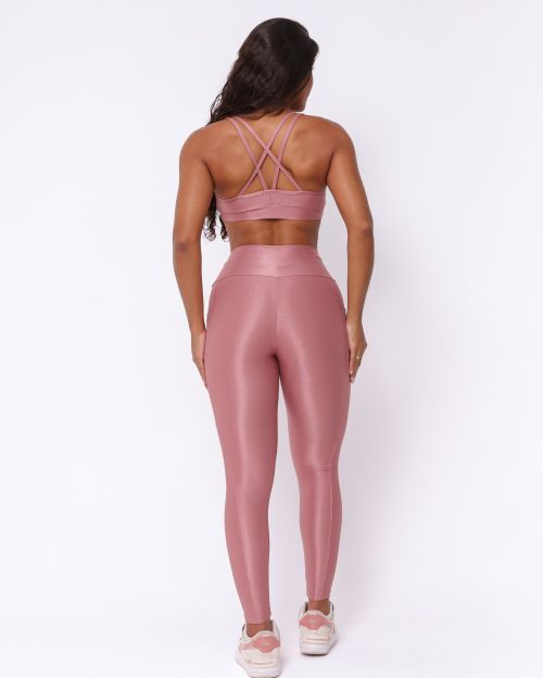 Conjunto Cal�a Legging B�sica Bolso Compress�o + Top Lu
