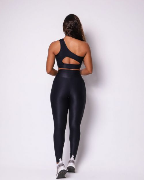 Conjunto Calça Legging Básica Bolso Compressão + Top Paloma