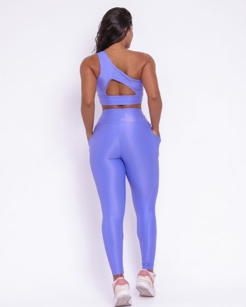 Conjunto Calça Legging Básica Bolso Compressão + Top Paloma