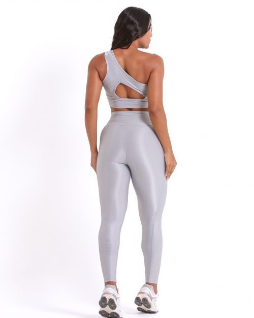 Conjunto Calça Legging Básica Bolso Compressão + Top Paloma