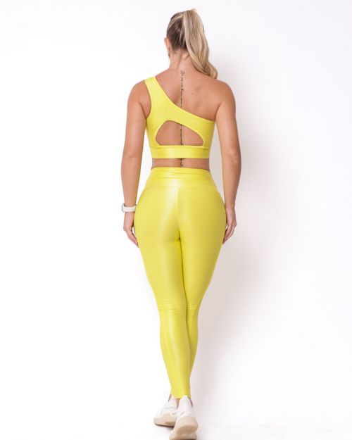 Conjunto Calça Legging Básica Bolso Compressão + Top Paloma